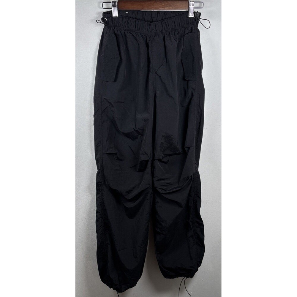 Love Tree Black Parachute Cargo Pants Womens S Y2K Gorpcore 100% Nylon Utility - Picture 10 of 16